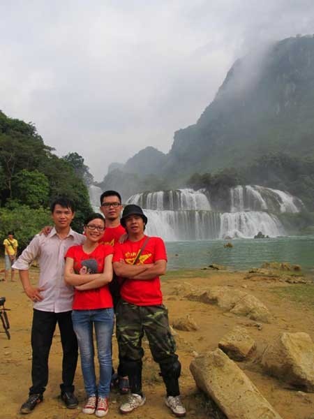 Thác Bản Giốc du lich phuot thu thut nhieu ban tre
