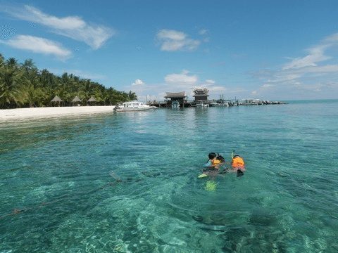 Vùng nước trong xanh ở đảo Mabul Vung nuoc trong xanh o dao Mabul