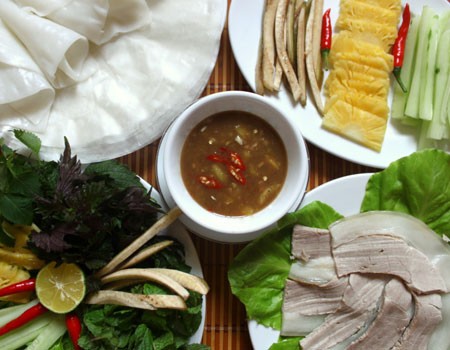 Thịt luộc cuốn bánh tráng Thit luoc cuon banh trang - du lịch nam phuong